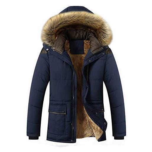 MEYOCEYO giubbotto parka uomo giacca parka caldo giacca cappotto invernale con cappuccio antivento casual giacche blu marino 3xl