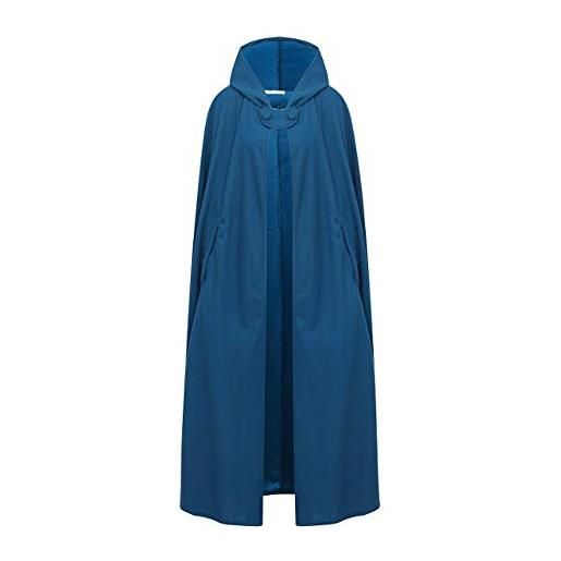 JLTPH donna mantello con cappuccio inverno caldo cappotto mantello windbreaker (s, blu - corto)