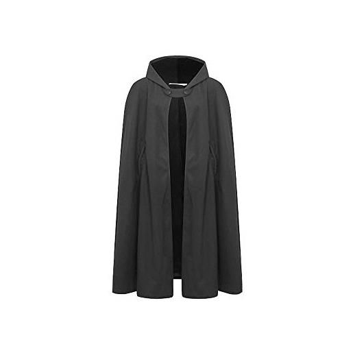 JLTPH donna mantello con cappuccio inverno caldo cappotto mantello windbreaker (m, grigio - corto)