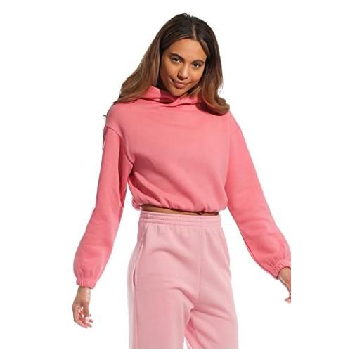 Light & Shade lslswt021-maglia corta donna felpa con cappuccio, rosa polvere, m