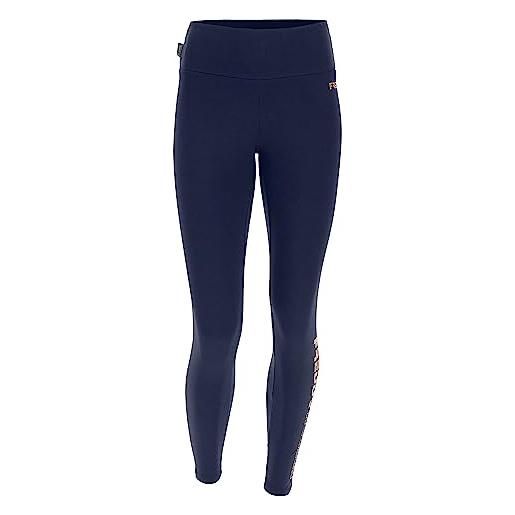 FREDDY - leggings sportivi 7/8 felpa elasticizzata stampe rame, blu, medium