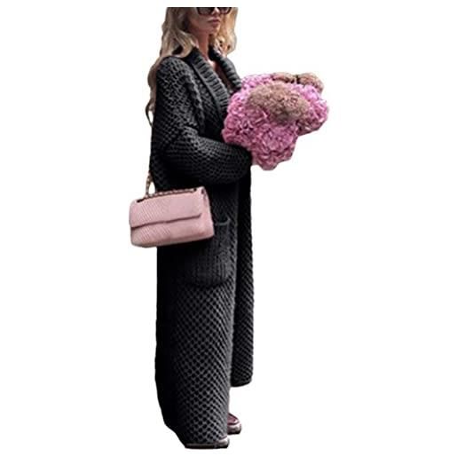 Onsoyours cardigan donna lungo maglia manica lunga maglione cappotto elegante casual caldo da autunno invernale donna sweater asimmetrico lungo viola xs