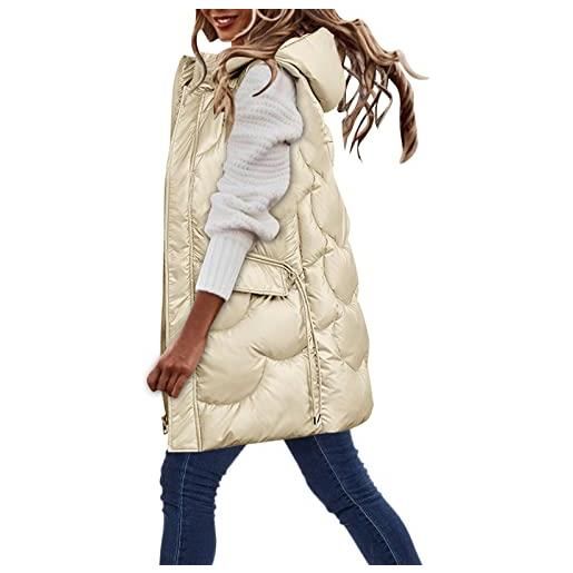 Kobilee gilet donna invernale imbottita elegante gilet lungo senza maniche lavoro leggero piumino smanicato giubbotto smanicato cotone caldo trapuntato con cappuccio giacca gilet