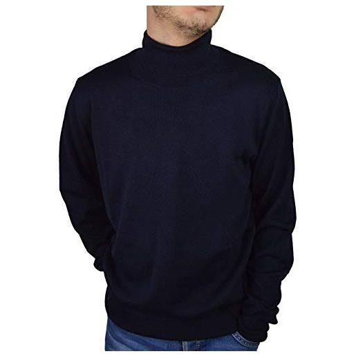 Iacobellis maglione uomo pullover lupetto misto lana merinos extrafine made in italy xxl blu