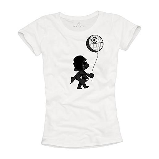 MAKAYA baby darth vader t shirt - maglietta stampate divertenti death star banksy wars donna m