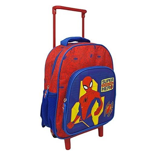 CARTOON zaino asilo trolley spiderman, marvel, borsa, scuola, tempo libero, passeggio, 30 x 24 x 17 cm, rosso - sp0809