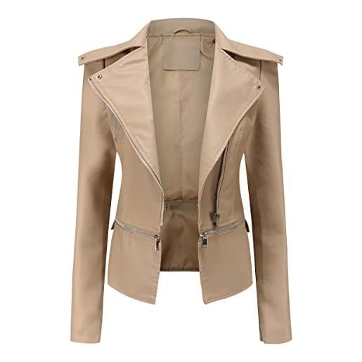 Peuignao giubbotto ecopelle donna giacca similpelle donna corta giubbino giacche ecopelle donna giacca biker jacket donna faux leather jacket donna giacca bikers finta pelle sintetica donna curvy rosso l