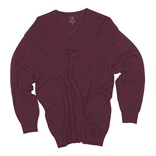 Maxfort maglia pullover taglie forti uomo 3311 misto lana collo a v - bordeaux, 6xl