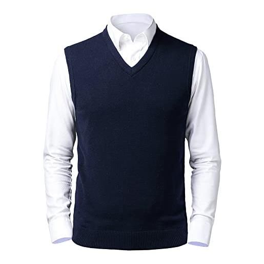 Btmpmcs gilet maglione senza maniche da uomo pullover in maglia di lana con scollo a v classico panciotto cardigan canotte smanicato pullunder per autunno inverno