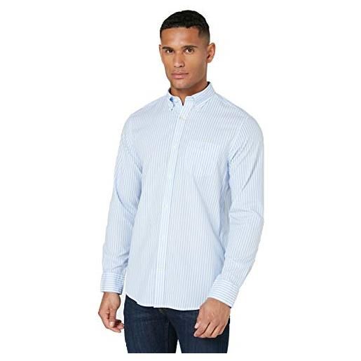 GANT 3062000-468 broadcloth stripe button down shirt camicia uomo righe 100% cotone regular fit capri blue (l, capri blue)