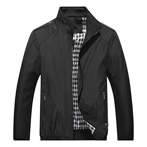 Minetom uomo bomber jacket leggero collo alto giacca con tasche con zip sportivo bomber giubbino autunno aviatore baseball giacca c cachi xxl
