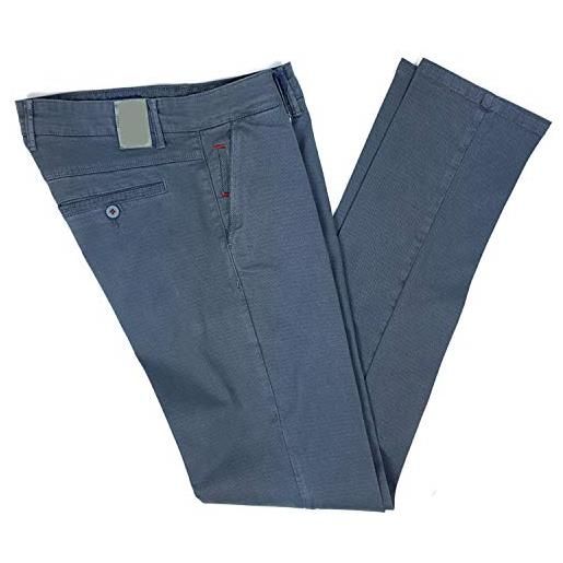 Alfio - pantalone uomo slim fit skinny jeans elasticizzato micro fantasia tasca dritta gamba asciutta cotone (58, indaco)