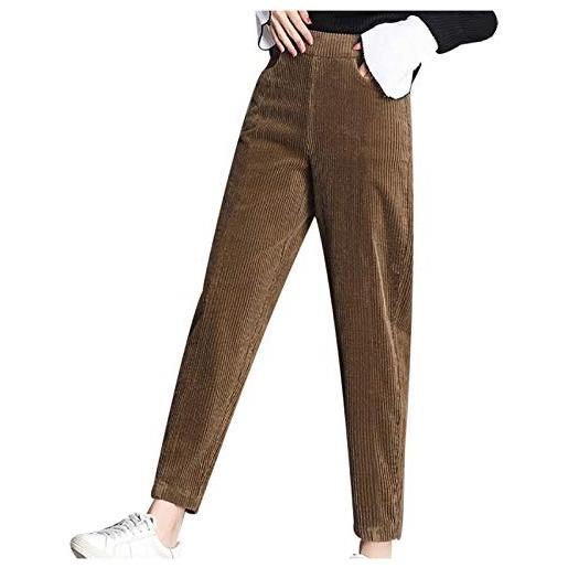 Luckygirl95 pantaloni caldi da donna per pantaloni invernali in velluto a coste pantaloni caldi e comodi in velluto spesso pantaloni casual plus size (marrone, 2xl)