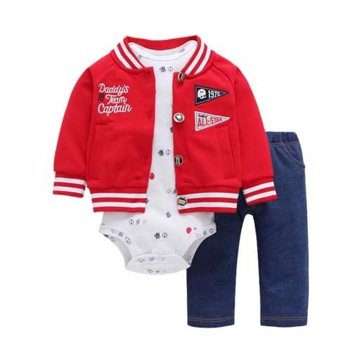 Odziezet completini e coordinati da neonato 0-24 mesi 3 pezzi giacca con cappuccio a manica lunga + pagliaccetti + pantaloni 9-12 mesi