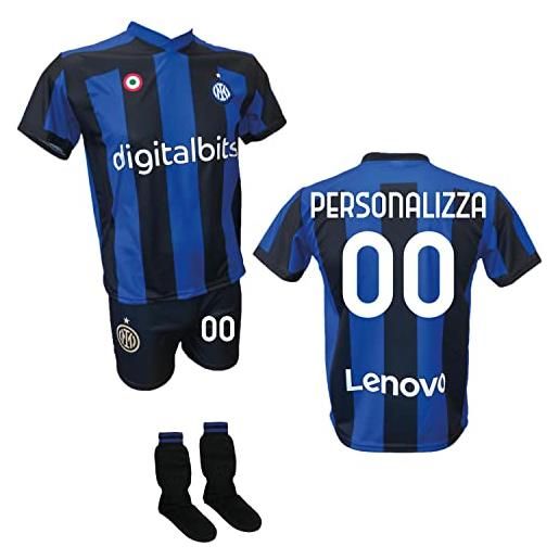 Generico completo calcio maglia neroazzurra personalizzabile, pantaloncino e calzettoni replica autorizzata 2022-2023 taglie da bambino e adulto (2 anni)