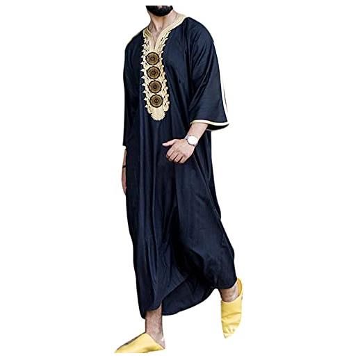 Suncolour abito da uomo marocchino abito musulmano abito da deserto arabia camicie lunghe da uomo grembiule caftano