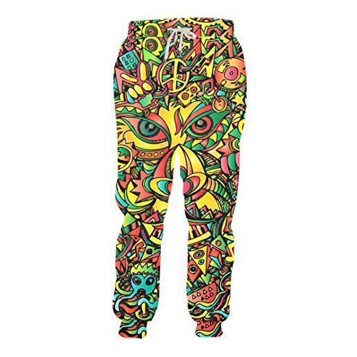 JCNHXD uomini plus size sweatpants 3d psychedelic graffiti joggers pantaloni da uomo hip hop pantaloni da uomo 60068 s