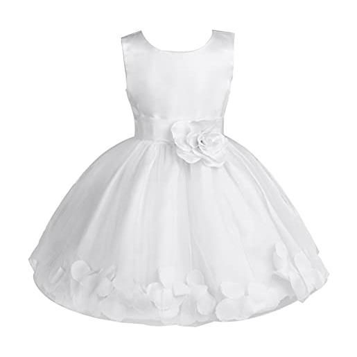 Freebily vestito da cerimonia bambina lungo elegante tulle petali di rosa abito da principessa battesimo abito damigella vestito da sposa matrimonio colorati comunione blu f 9-10 anni