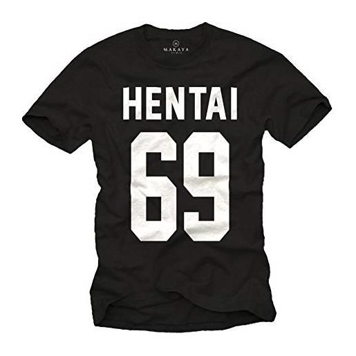 MAKAYA comic art t-shirt uomo - hentai 69 - mageliette anime manga waifu senpai nero xxl