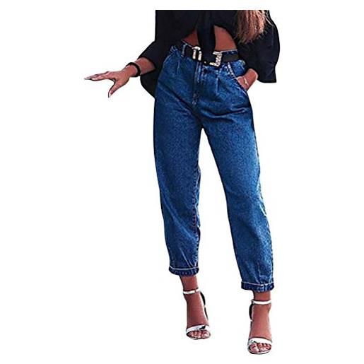 Onsoyours donna jeans mom fit slim a vita alta jeans da donna stile boyfriend pantaloni vintage retrò in denim pantaloni larghi jeans blu. Scuro large