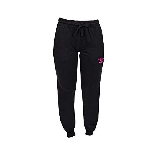 Umbro pantalone tuta donna invernale 100% cotone felpato moda egidio (xl, nero)