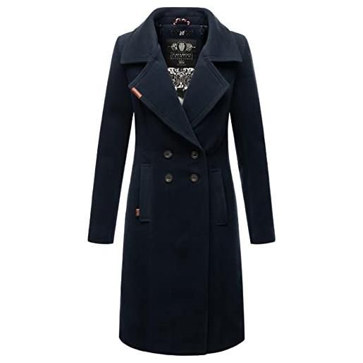 Navahoo cappotto invernale da donna, caldo, classico, lungo, con colletto a risvolto, wooly xs-3xl, albicocca sorbetto, xs