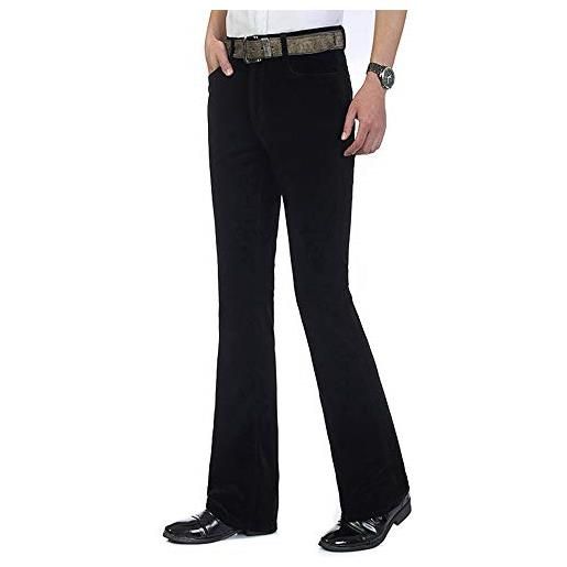 HAORUN uomini velluto a coste bell bottom flares pantaloni slim fit anni '60 70 vintage bootcut pantaloni, nero , 32w