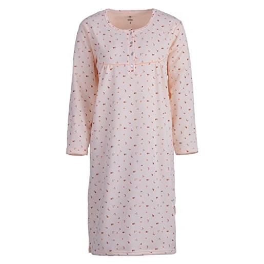 Zeitlos camicia da notte da donna termica invernale morbida frutta bottoni m-2xl, colore: rosa. , xxl