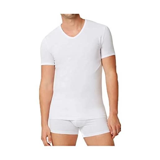 Liabel maglietta intima uomo cotone bielastico scollo v offerta 3 e 6 pezzi, maglia intima uomo elasticizzata b45 (3 pezzi bianco, xl)