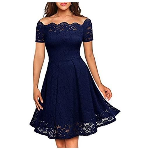 seiveini donna abito da sera di pizzo chiffon elegante abito da cerimonia corta irregolare vestito midi da damigella senza spalline abito da sposa da sera ​per banchetti chic vintagea biancol