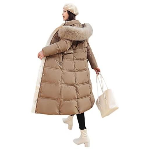 Minetom cappotto invernale da donna piumino faux pelliccia giacca con cappuccio invernale lungo trench giubbotto caldo giubbino parka outwear c1 bianco m