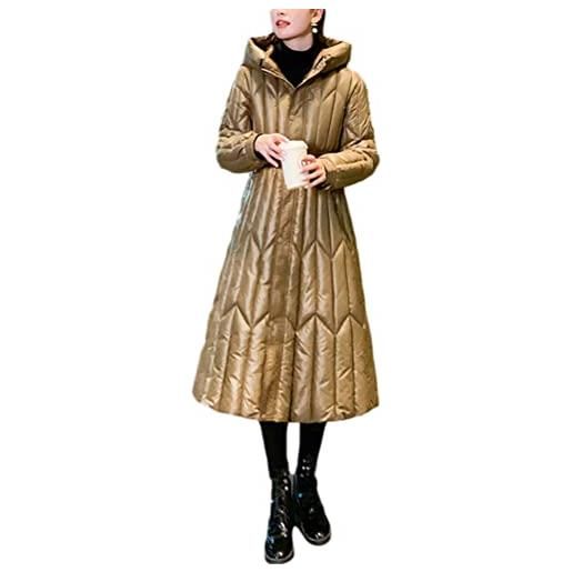 Minetom cappotto invernale da donna piumino faux pelliccia giacca con cappuccio invernale lungo trench giubbotto caldo giubbino parka outwear c1 nero xl