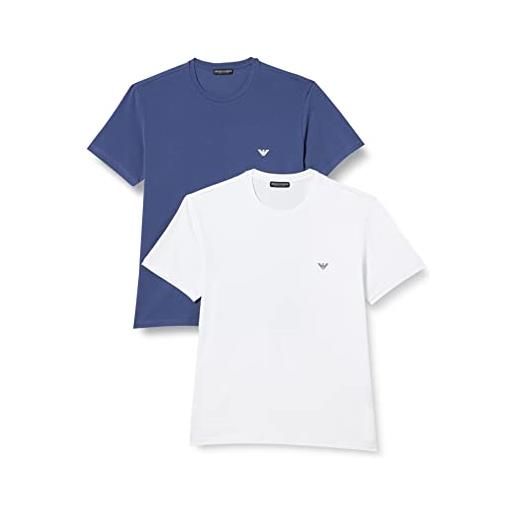 Emporio Armani men's endurance-maglietta da uomo, confezione da 2 t-shirt, bianco/denim, xl