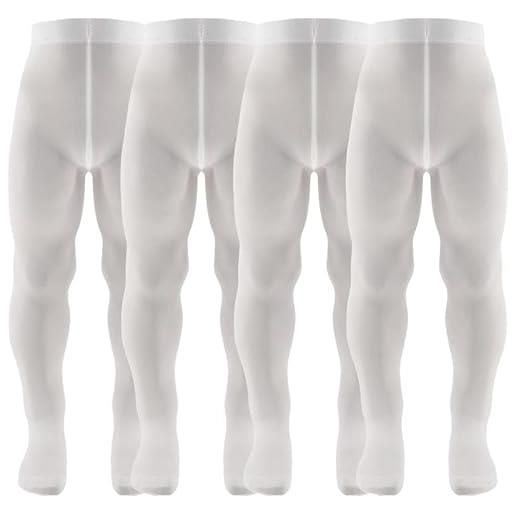 AQUILONE 0-14 aquilone collant micro 50 denari, calzamaglia bambina a tinta unita in morbida microfibra elasticizzata e coprente - made in italy - 4 paia (bianco, 6)