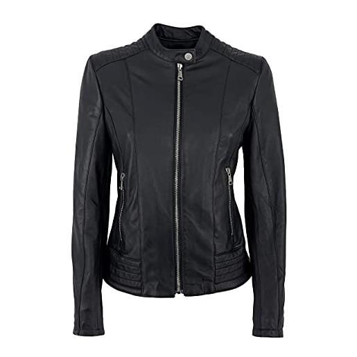 JOPHY & CO. giacca corta donna vera pelle moto vintage con tasche e cerniere (cod. 207939 & 207968) (nero (cod. 186853), m)