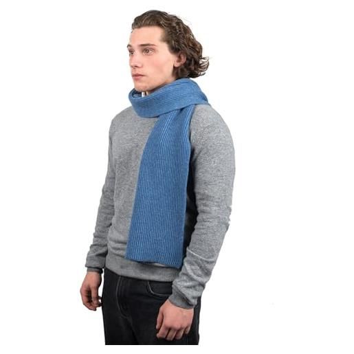 DALLE PIANE CASHMERE - sciarpa a coste 100% cashmere - uomo, colore: blu, taglia unica