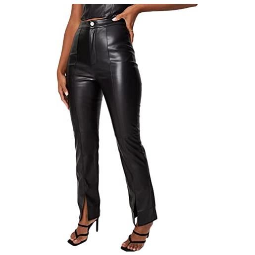 ORANDESIGNE pantaloni da donna in pelle pantaloni collant a vita alta aspetto in similpelle pu soft stretch skinny casual pantalon a nero xl