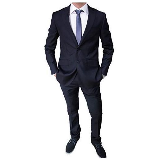 Mat Sartoriale abito da uomo blu scuro completo vestito slim fit invernale (52)