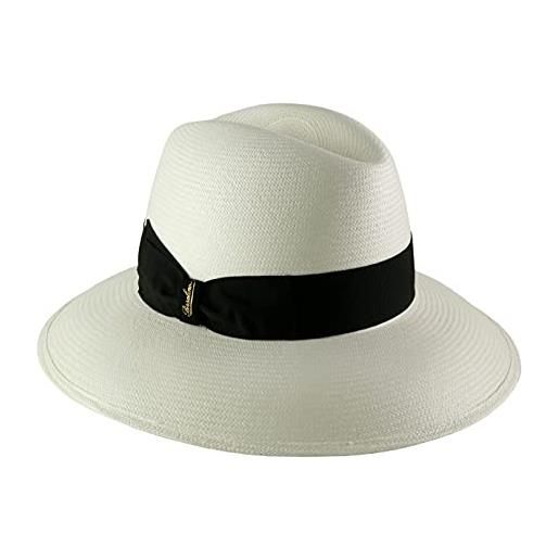 Borsalino - cappello panama tesa larga donna oliva - size s - noir