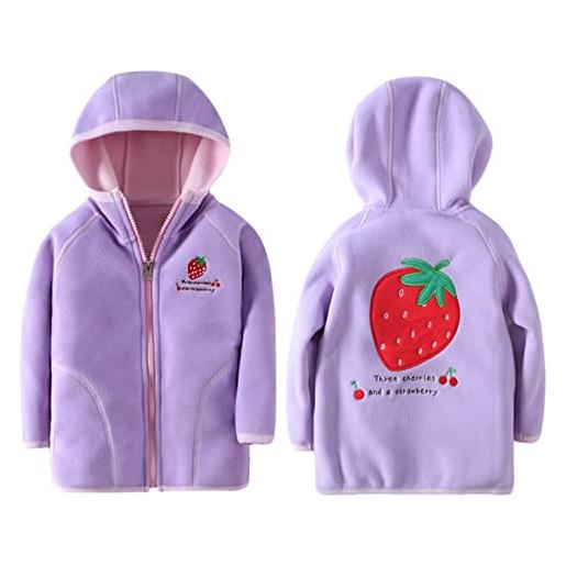 ANIMQUE bambini pile polare giacca con cappuccio bambino piccolo felpa caldo cappotto casual con cerniera stagioni di transizione primavera autunno inverno, motivo macchina polizia blu 100