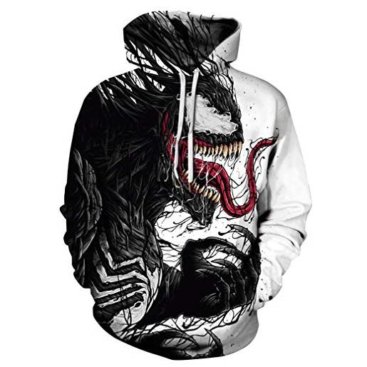 Ocean Plus uomo felpa con cappuccio lupo tigre stampato manica lunga pullover unisex sweatshirt con tasche (s/m (torace: 112-132cm), morte e picche a)