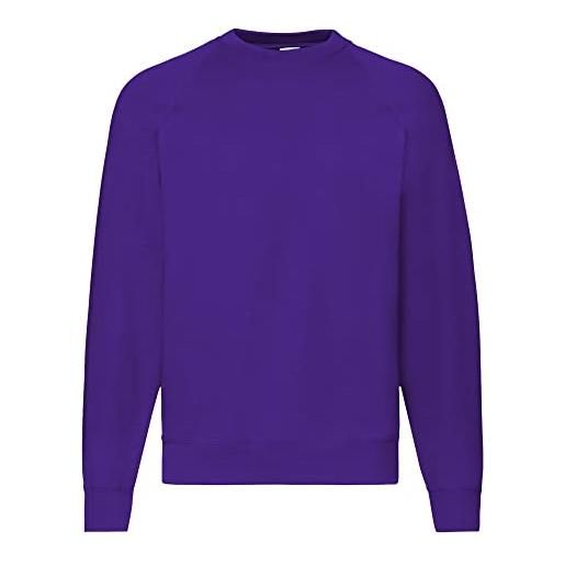 Fruit of the Loom raglan sweatshirt, felpa uomo, viola (purple), large