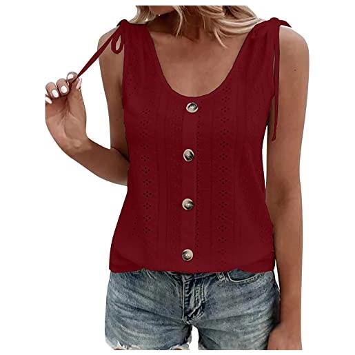 Kobilee canotte donna cotone scollo a v discoteca spalla larga tank top lunga curvy casual t-shirt elegante estiva canottiera senza maniche canotta camicia elasticizzato sexy
