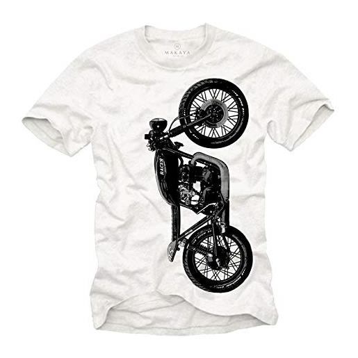 MAKAYA t-shirt uomo - magliette motociclisti honda cb 500 - vintage cafe racer bianco xl