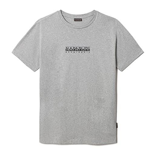 Napapijri, t-shirt a maniche corte da uomo box, colore grigio mélange, l
