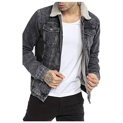 Redbridge giacca a jeans da uomo con cappuccio giubbotto da mezza stagione denim nero s