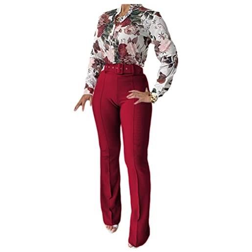 shownicer donna tailleur pantalone maniche lunghe cappotto tuta blazer top 2 pezzi slim fit giacca e pantaloni rosa xl