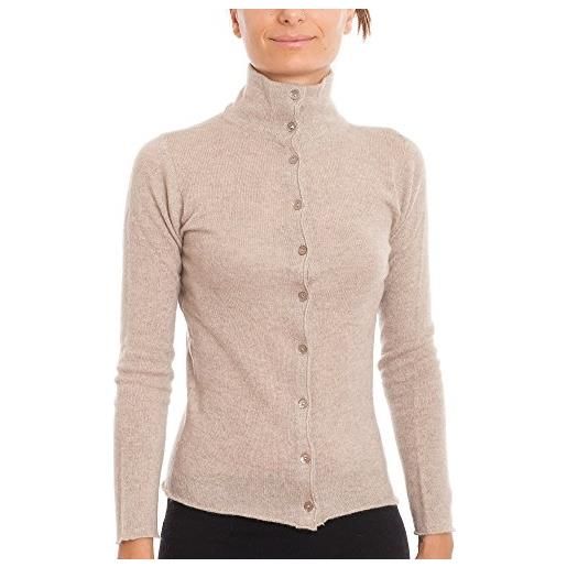 DALLE PIANE CASHMERE - bomber con bottoni 100% cashmere, made in italy - donna, colore: azzurro, taglia: xl