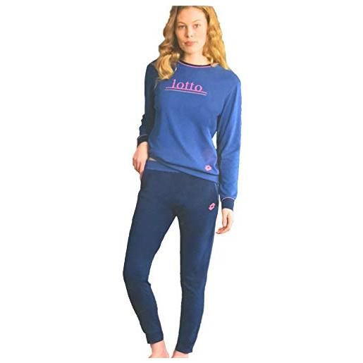 Lotto pigiama donna invernale caldo cotone felpato (1019 jeans, xl)