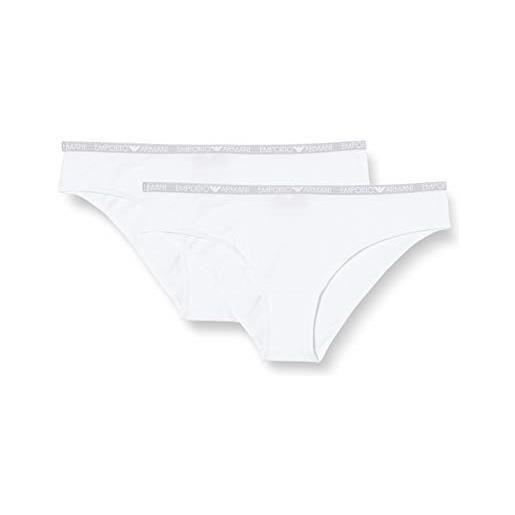 Emporio Armani bi-pack brief iconic logoband biancheria intima, white/white, m (pacco da 2) donna